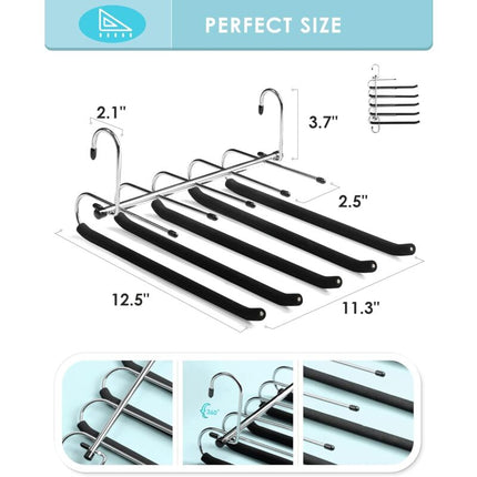 2 Pack Space Saving Hangers - Non-Slip Trouser Hanger With Foam Padded Swing Hanger Multi-Layer Hanger Organizer And.