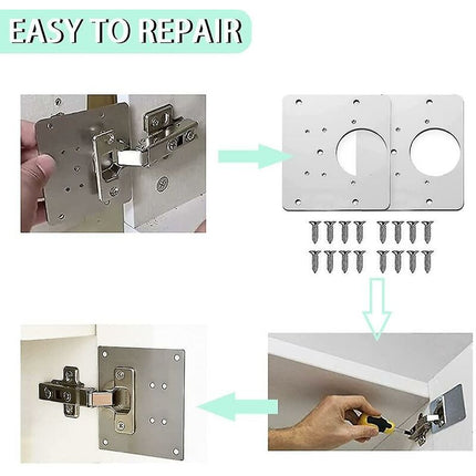 8 pcs Stainless Steel Cabinet Hinge Repair Plate With 48 Screws.