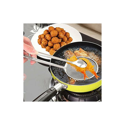 Stainless Steel Food Tongs For Snacks, Fryer, Skimmer, Spoon, Bbq, Buffet, Frying Tongs, Oil Strainer 28 X 10 Cm.