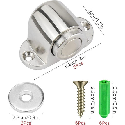 2 Pack Stainless Steel Magnetic Door Stopper Catch Door Stoppers With Screw Mounted, No Force Or Hitting Walls.
