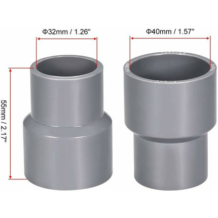 0Mm X 32Mm Pvc Pipe Coupling Hub Reducer Dwv Grey 2 pcs.