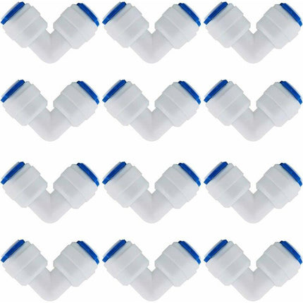 12 pcs RO Water Filter Accessories Nozzle Fitting 1/4 Inch 90 Degree Right Angle Fast Docking For Connecting Water Pipe.