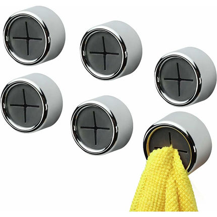 6 Pack Dishcloth Holders, ROund Self Adhesive Hooks, Kitchen Hooks, Suction Cup Towel Rack For Bathroom, Wardrobe And.