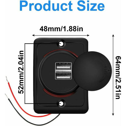 Car Usb Charger, 3.1A 12V/24V Usb Control Panel, Dual Port Charger Power Socket, 2 Port Adapter, For Car, Marine, Rv,.