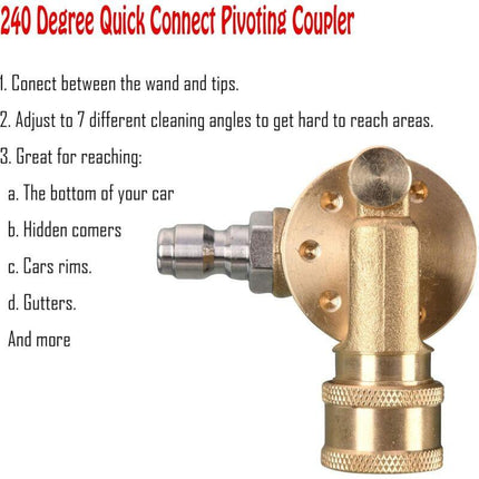 DAily Swivel Coupler Tool For Pressure Washer Tips Gutter Cleaner Attachment 1/4 Inch Quick Disconnect 240 Degree 4500.