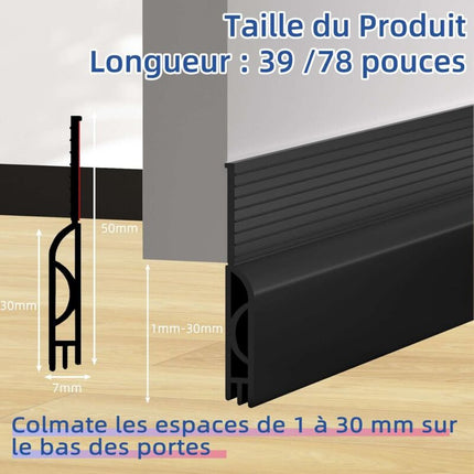 Insulated Door Bottom 100 Cm, Self-Adhesive Door Draught Excluder, Silicone Door Bottom Anti Cold Thermal Insulation.