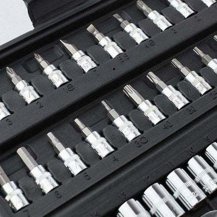 46 pcs Socket Set Chrome Vanadium 1/4" Adapter Set Socket Set For Car Diy.