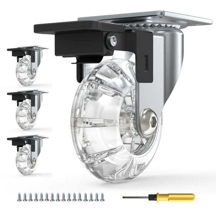 4 pcs Set Furniture Casters With Brakes, 360° Swivel Casters, Up To 600Kg, No Marks On The Floor, Screws Included.