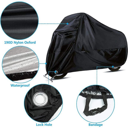 Motorcycle Cover, 190T Waterproof Motorcycle Covers With Lock Holes, Uv Protection Dust Covers For Indoor And Outdoor.