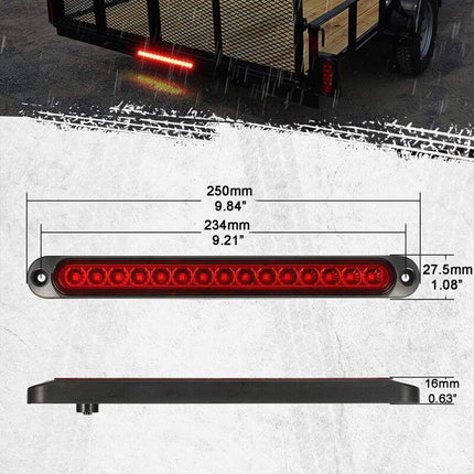 2 pcs 12-24V 15 LED Trailer Brake Tail Light Bar Waterproof Rear Lights Running Lights Identification Light For Offroad.