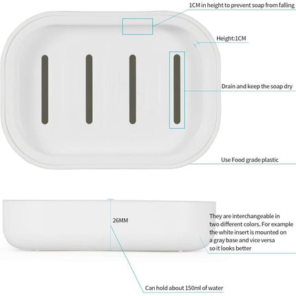 Bathroom Soap Dishes. Strong Drainage. Keep Soap Dry. Easy To Clean Soap Holder (White).