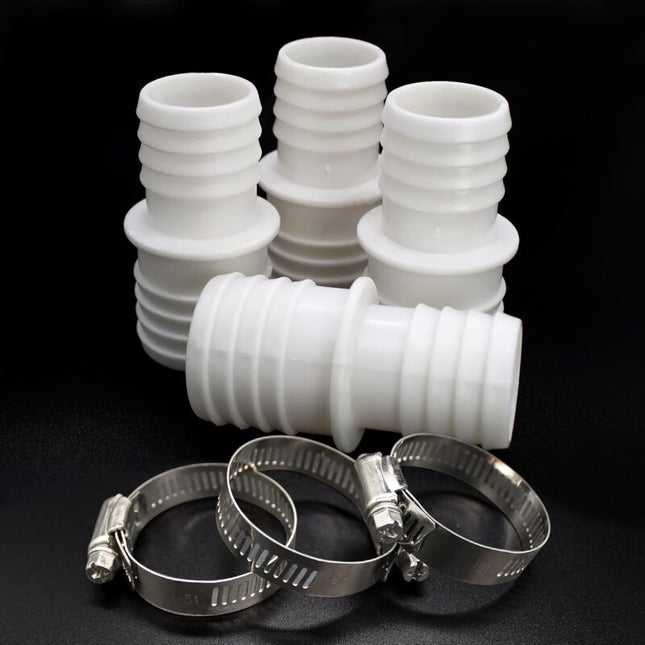 4 X Hose Connectors, Swimming Pool Hose Adapter Set With 8 Hose Adapter Clamps (32Mm To 38Mm Diameter).