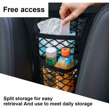 3-Layer Car Mesh Bag, Seat Back Mesh Bag, Rear Child Safety Door, Luggage Tissue Holder, Driver Storage Mesh Bag.
