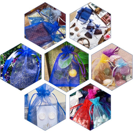 100 pcs Organza Bags 7X9Cm, Small Organza Pouches Jewelry Bags With Drawstring, For Wedding Party Favors Christmas.