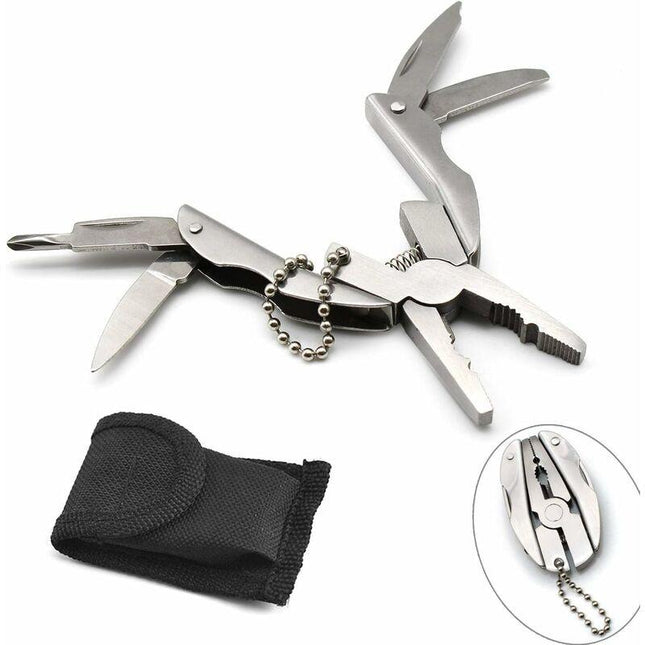 Multi-Tool Pliers Kit Multifunction Pocket Tool With Black Leather Sheath, Multitools Pliers For Camping, Fishing,.