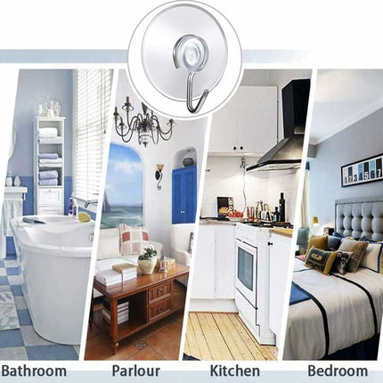 12 Pack Suction Cup Wall Hooks, Small Plastic Suction Cups With ROund Hook For Bathroom And Kitchen (4Cm).