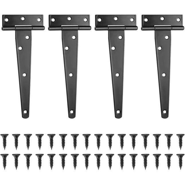 4 Pack Hinges, Black Barn Door Hinges, Door Hinges, Stainless Steel Flat Hinge For Gates, Closet - 6 Inch.