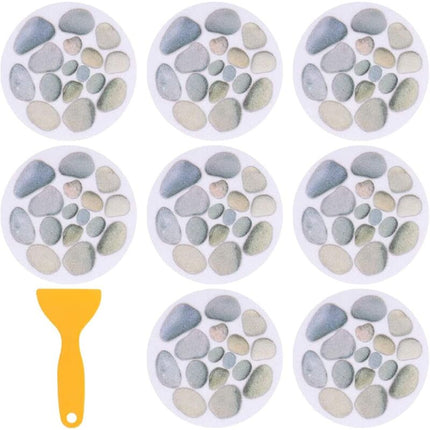 8 pcs ROund Bathtub Stickers, Diameter 15Cm, Bath Stone Pattern, Bathroom Background, Sticker With Scraper, For.