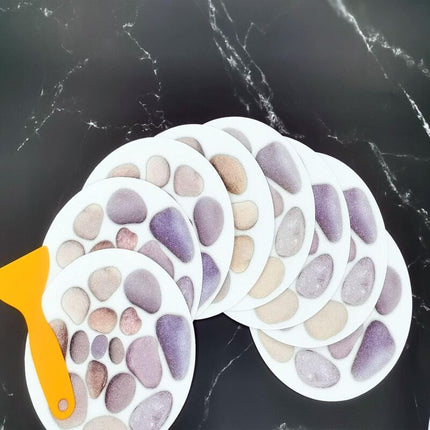 8 pcs ROund Bathtub Stickers, Diameter 15Cm, Bath Stone Pattern, Bathroom Background, Sticker With Scraper, For.