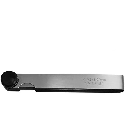 32 Blades Steel Feeler Gauge - Dual Marked Metric And Imperial Measuring Tool For Measuring Gap Width Or Thickness.