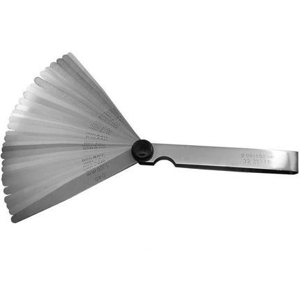 32 Blades Steel Feeler Gauge - Dual Marked Metric And Imperial Measuring Tool For Measuring Gap Width Or Thickness.