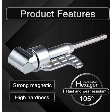 105 Degree Right Angle Drill Bit Extension Socket For Narrow Corner With Strong Magnet, Hex Head Screwdriver.
