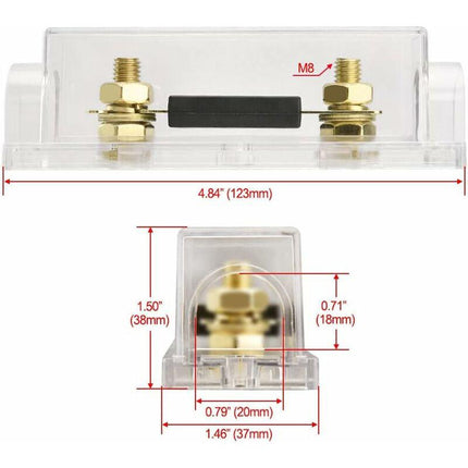 Car Fuse Holder - Audio, Video, Stereo Anl - Gauge 0 2 4 - Input And Output With 250A Anl Fuse.