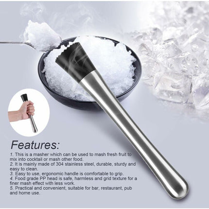 Pc Cocktail Muddler Stainless Steel Bar Stick Mojito Muddler Fruit Mixer Ideal Bartender Tool Barware.