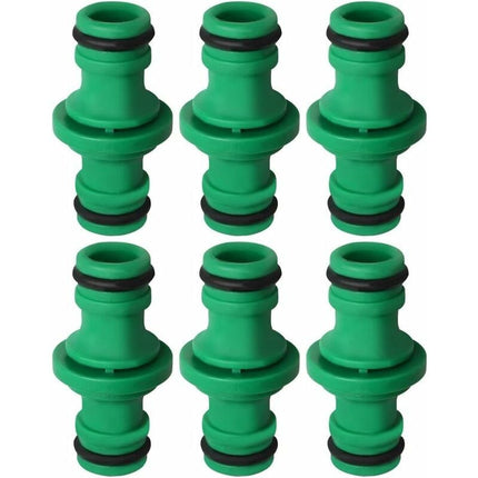 6 pcs Double Hose Connector, Double Male Hose Connector Plastic Pipe Fittings For Joining Garden Hose Tube (Green).