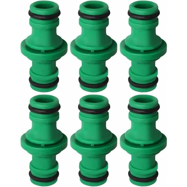 6 pcs Double Hose Connector, Double Male Hose Connector Plastic Pipe Fittings For Joining Garden Hose Tube (Green).
