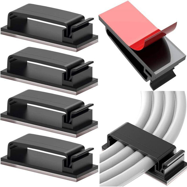 10 pcs Self-Adhesive Cable Management Holder Durable Clips For Tv Pc Laptop Ethernet Cable Home Office (Black).