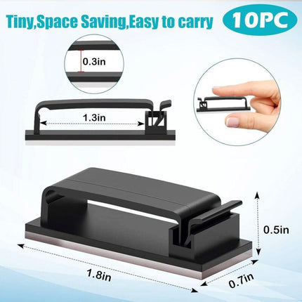 10 pcs Self-Adhesive Cable Management Holder Durable Clips For Tv Pc Laptop Ethernet Cable Home Office (Black).