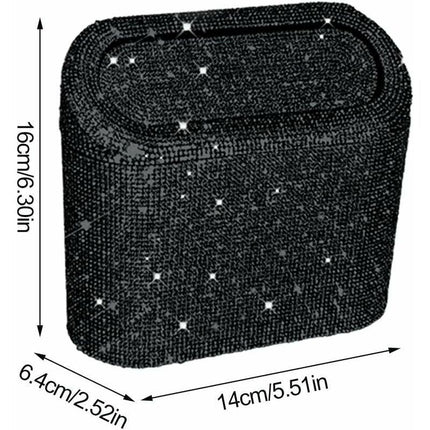 Car-Mounted Diamond-Encrusted Trash Can, Car Storage Bucket, Hanging Car Storage Bag, Creative Diamond-Encrusted Mini.