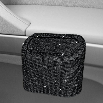 Car-Mounted Diamond-Encrusted Trash Can, Car Storage Bucket, Hanging Car Storage Bag, Creative Diamond-Encrusted Mini.