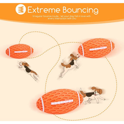 Dog Toy Ball, Squeaky Dog Ball, Indestructible Natural Rubber Rugby Dog Ball, Dog Chew Ball, Dog Toy With Dental.