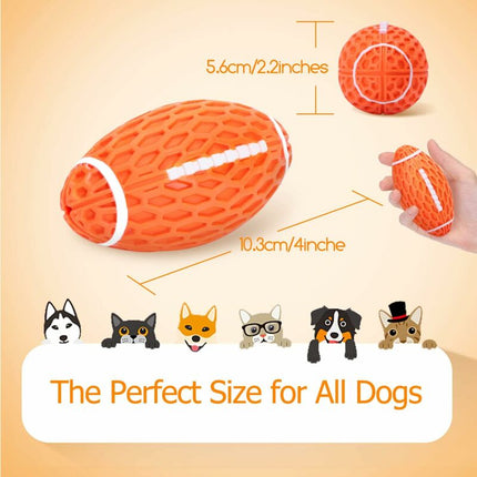 Dog Toy Ball, Squeaky Dog Ball, Indestructible Natural Rubber Rugby Dog Ball, Dog Chew Ball, Dog Toy With Dental.