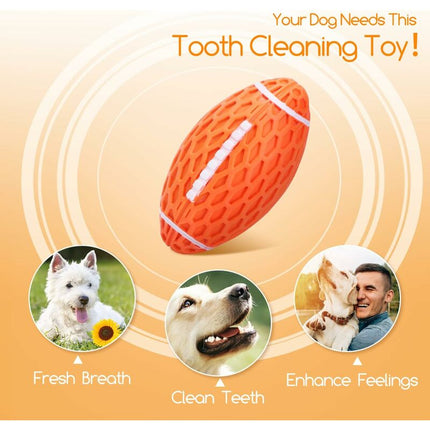 Dog Toy Ball, Squeaky Dog Ball, Indestructible Natural Rubber Rugby Dog Ball, Dog Chew Ball, Dog Toy With Dental.