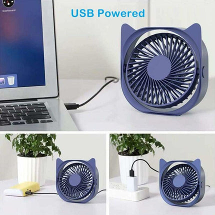 Personal Desk Fans Small Quiet, 3 Wind Speeds, Small Portable Table Fans Fast Cooling For Office, Dorm ROom (Blue).