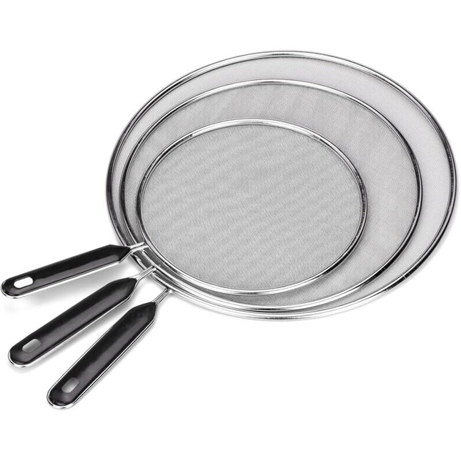 3 Pieces Splash Guard Stainless Steel Splash Cover With Handle Kitchen Splash Guard 25Cm 29Cm 33Cm.