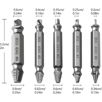 5 pcs Professional Screw Extractor Set, DAmaged Screw Extractor, High Speed Steel, For Defective Screws, Bolts And.