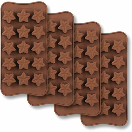 15 Cavity Star Shape Chocolate Mold, Non-Stick Food Grade Silicone Mold Set For Candy Jelly, Ice Cube.