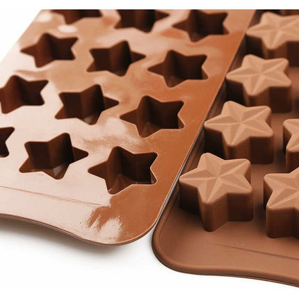 15 Cavity Star Shape Chocolate Mold, Non-Stick Food Grade Silicone Mold Set For Candy Jelly, Ice Cube.