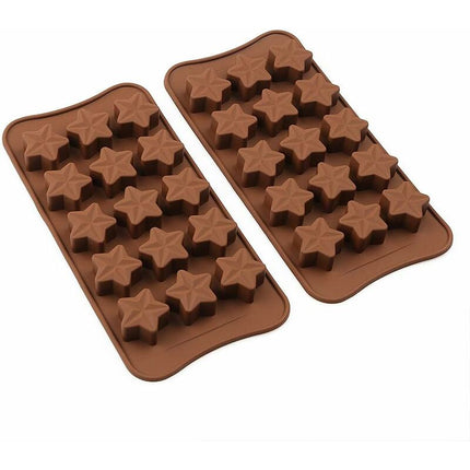 15 Cavity Star Shape Chocolate Mold, Non-Stick Food Grade Silicone Mold Set For Candy Jelly, Ice Cube.