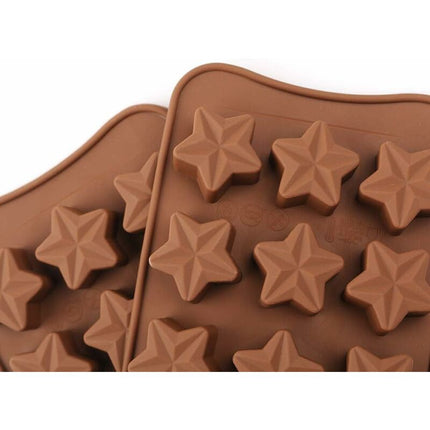 15 Cavity Star Shape Chocolate Mold, Non-Stick Food Grade Silicone Mold Set For Candy Jelly, Ice Cube.