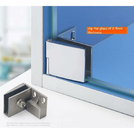 Pair / Frameless Glass Door Hinge Wine Cabinet Showcase Glass Door Hinge Side Mounted Embedded (Silver).