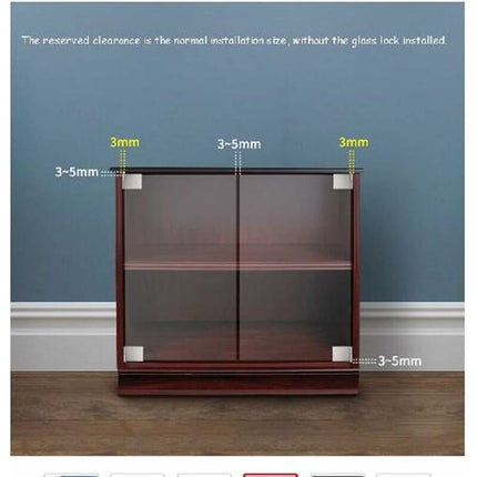 Pair / Frameless Glass Door Hinge Wine Cabinet Showcase Glass Door Hinge Side Mounted Embedded (Silver).