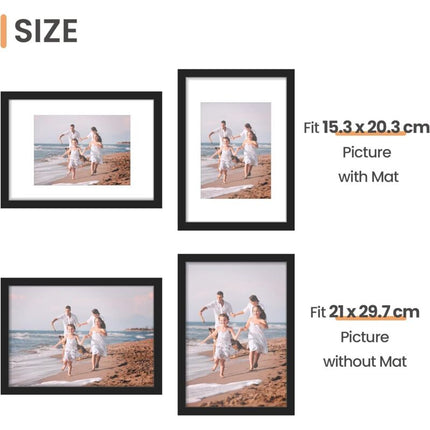3 pcs Set Photo Frames 21X29.7Cm, A4 Black Frame, Can Be Placed Or Hung On The Wall High Quality Wooden Photo Frame.