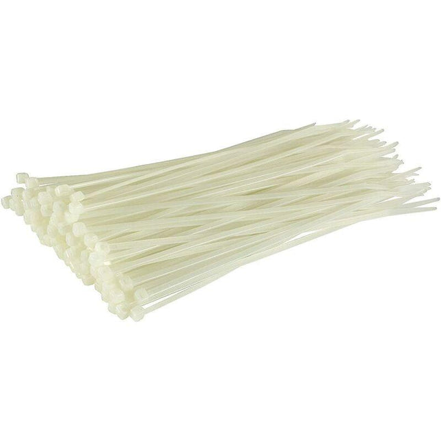100 Pack Cable Ties, White/Natural, 300Mm X 3.6Mm, Premium Quality Plastic Cable Ties.