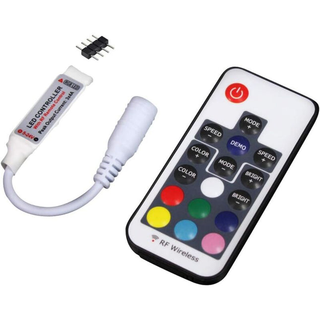 Ultrabright 17 Keys Rf Remote Control Wireless Remote Controller, 5V/12V/24V 12A Mini Controller For Rgb LED Strip.