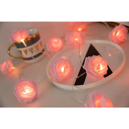 Battery Operated LED String Lights Pink Flowers Pattern Diameter 6Cm, Pe (Polyethylene)., Pink, 3M 20LED.